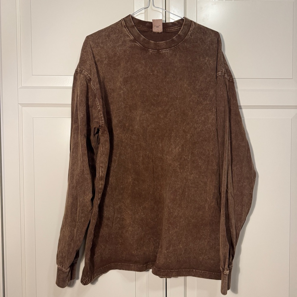 Vintage Acid wash Brown Long Sleeve Shirt - size XL